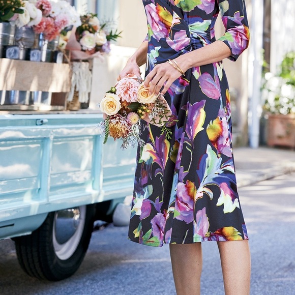 NWOT Soft Surroundings Hyannis Faux-Wrap Jersey Sheath Midi Dress Small Bodycon - Picture 3 of 10